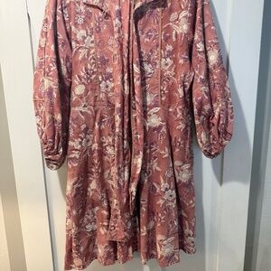 🌷 Sue Sartor Flounce Dress – Dusty Rose & Lavender Floral (Size M)